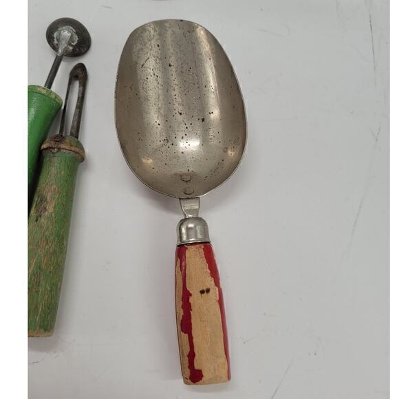 Vintage Mid Century Lot-Five Kitchen Tools masher scoop Melon Baller can opener - Picture 5 of 13